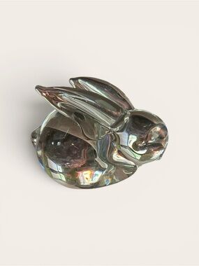 vintage clear glass bunny rabbit figurine paperweight decor